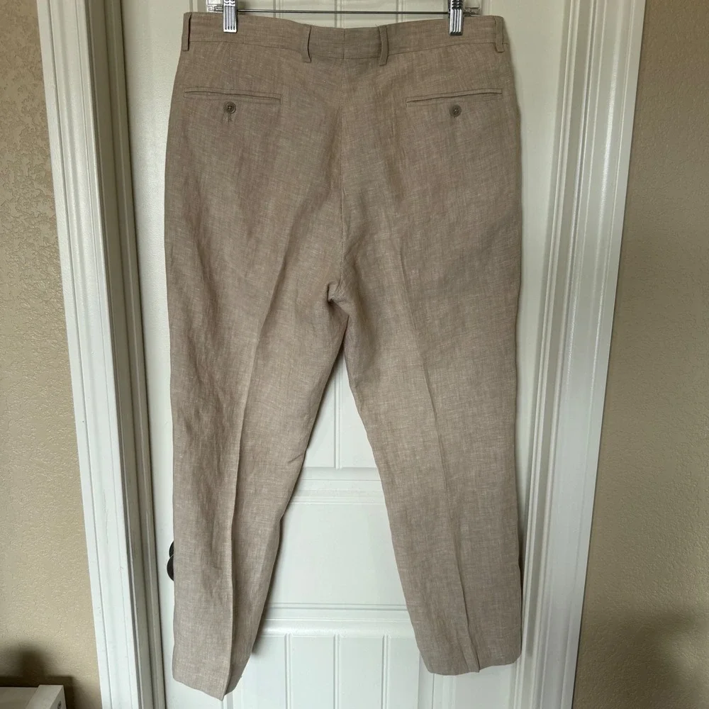 JOS A BANK 1905 Mens Tan Linen Blend Dress‎ Pants Size 34 Regular